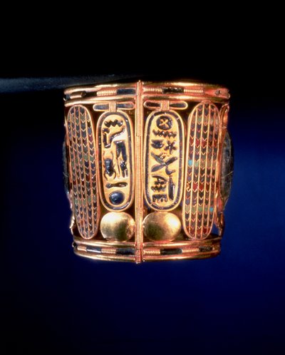 Bracelet with the cartouche of Psusennes I found on the arms of King Amenemope at Tanis, Third Intermediate Period by Egyptian 21st Dynasty